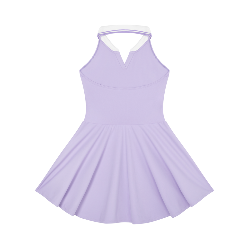 GEORGIA GIRL: Women's Collared Halter A-Line Tennis Dress (BLK text)