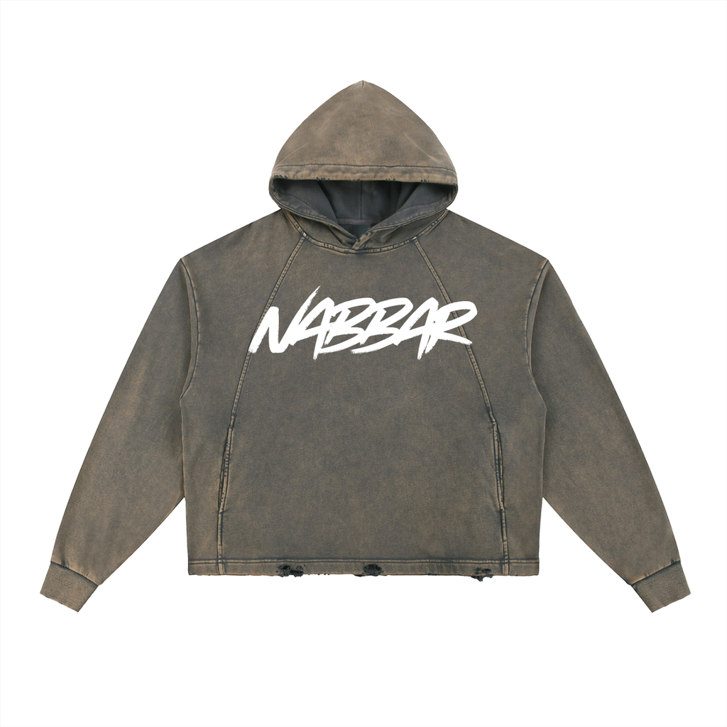 NABBAR: Vintage Washed Frayed-Hem Hoodie