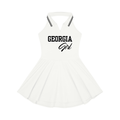 GEORGIA GIRL: Women's Collared Halter A-Line Tennis Dress (BLK text)