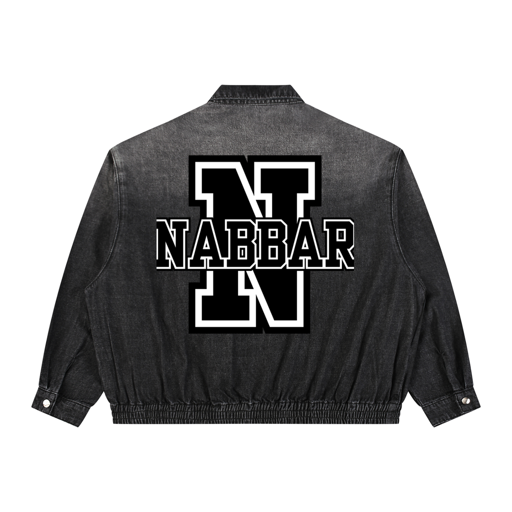 NABBAR: Unisex Vintage Wash Full-Zip Denim Jacket