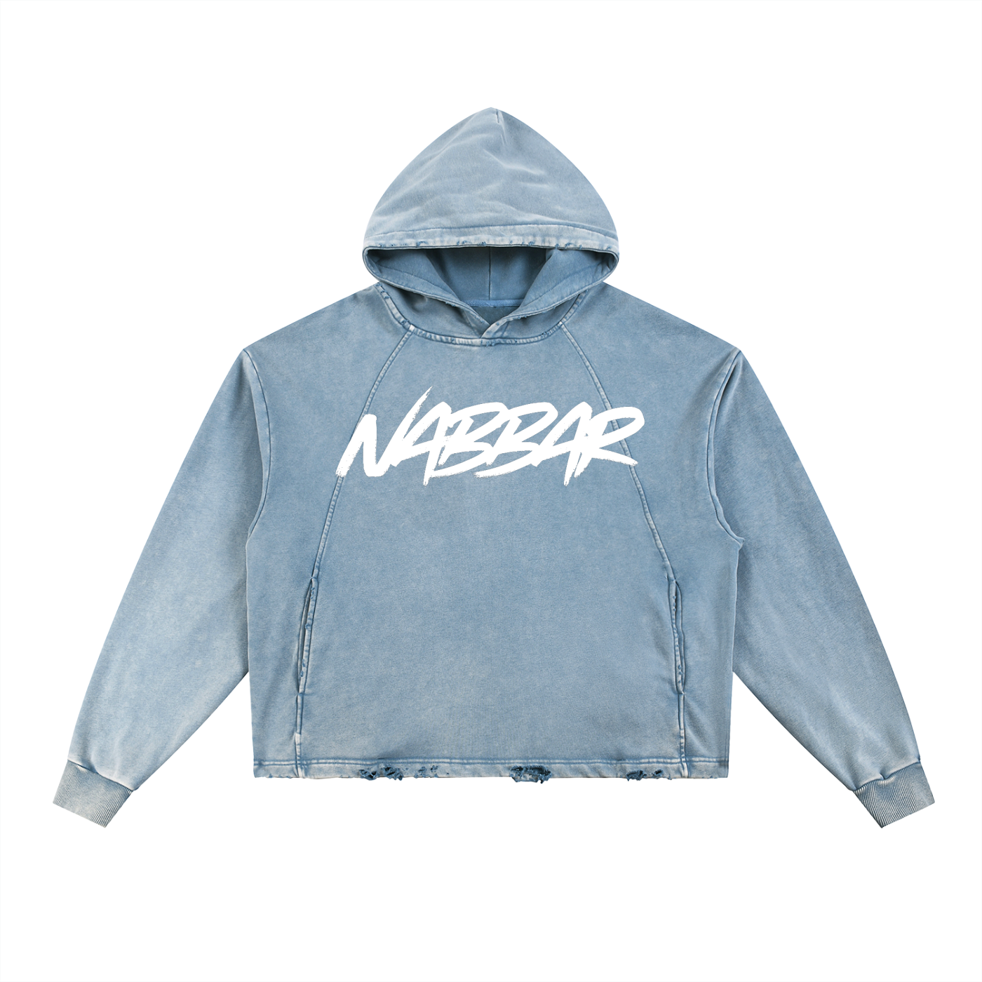 NABBAR: Vintage Washed Frayed-Hem Hoodie