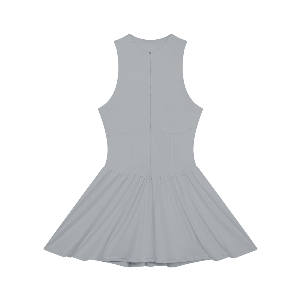 Women’s Ruched Sleeveless Full-Zip Dress