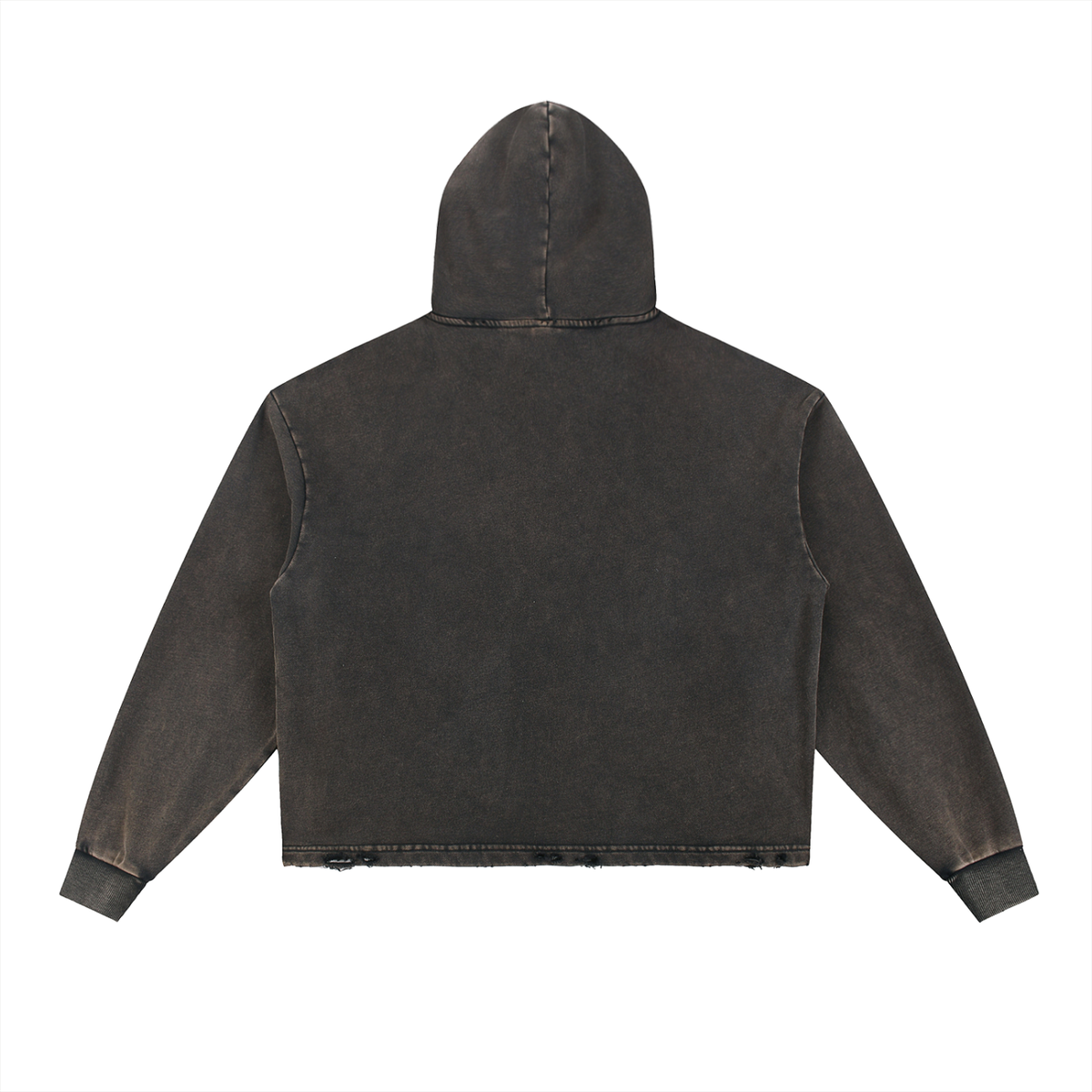 NABBAR COURT: Vintage Washed Frayed-Hem Hoodie (black)