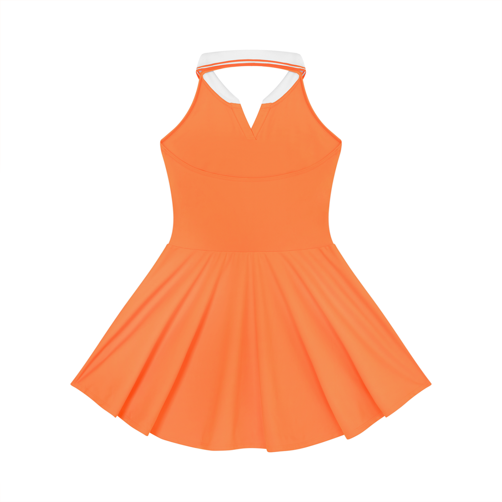GEORGIA GIRL: Women's Collared Halter A-Line Tennis Dress (BLK text)