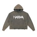 NABBAR COURT: Vintage Washed Frayed-Hem Hoodie (black)