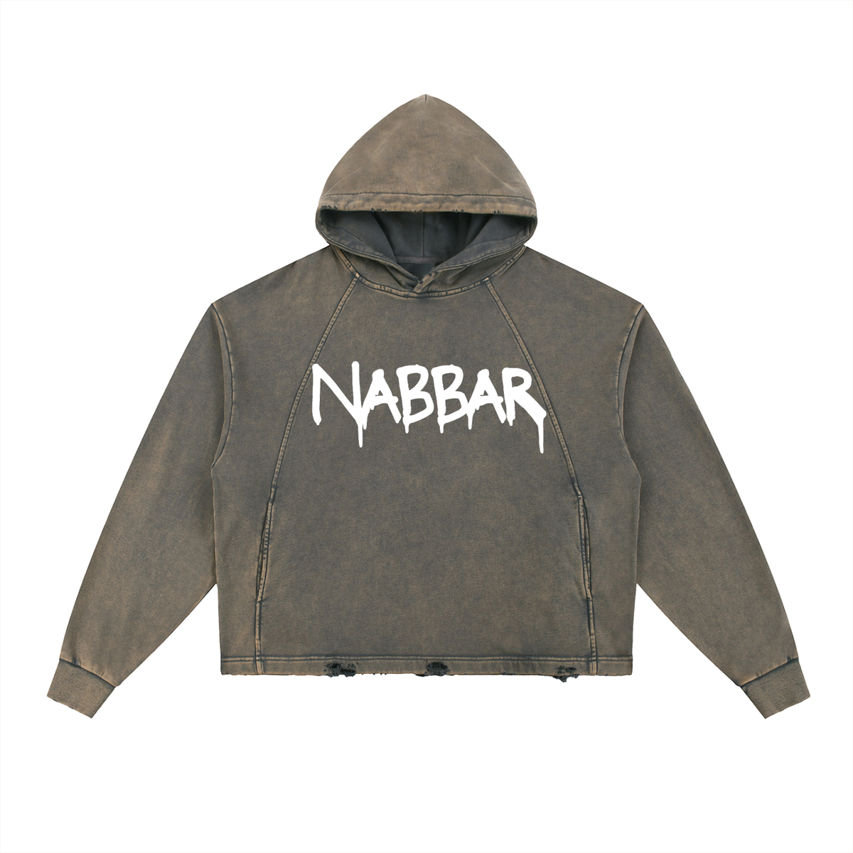 NABBAR COURT: Vintage Washed Frayed-Hem Hoodie (black)