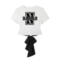 NABBAR: Women's Slim Fit Boatneck T-Shirt w/ Bow (black text)