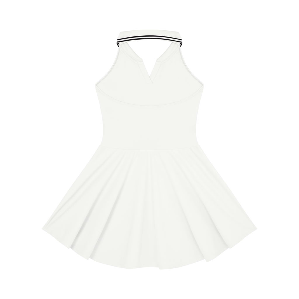 GEORGIA GIRL: Women's Collared Halter A-Line Tennis Dress (BLK text)
