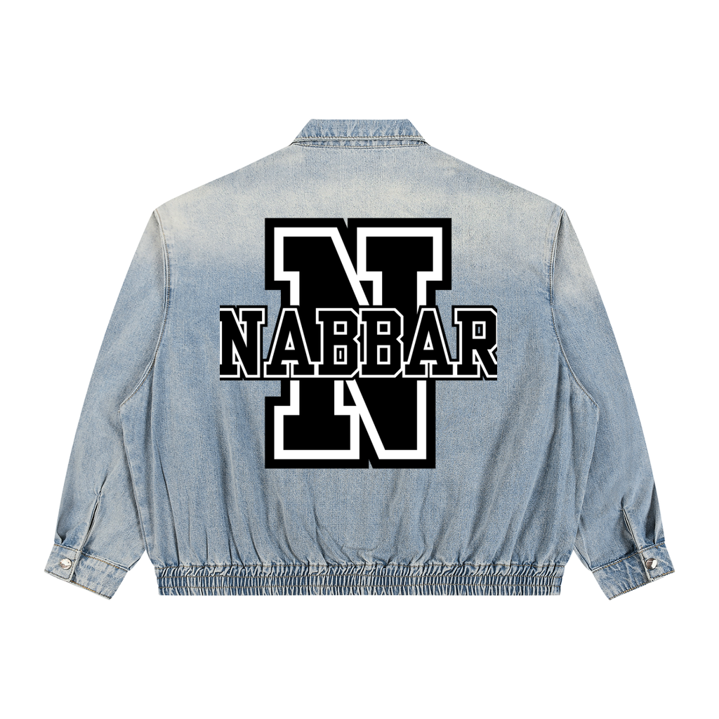 NABBAR: Unisex Vintage Wash Full-Zip Denim Jacket